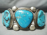 Signed Important Vintage Native American Navajo Will Singer Turquoise Sterling Silver Bracelet-Nativo Arts