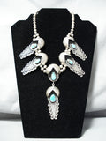 One Of The Best Vintage Native American Navajo Bisbee Turquoise Sterling Silver Necklace-Nativo Arts