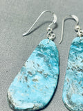 Native American Stunning Santo Domingo Old Kingman Turquoise Sterling Silver Earrings-Nativo Arts