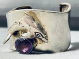 Dolphin And Amethyst Very Unique Vintage Sterling Silver Bracelet-Nativo Arts
