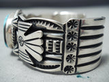 Astonishing Native American Navajo High Grade Old Kingman Turquoise Sterling Silver Bracelet-Nativo Arts
