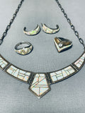 Intricate Vintage Native American Zuni Synth Opal Sterling Silver Necklace Set-Nativo Arts