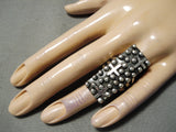 Towering Christian Cross Native American Navajo Sterling Silver Bead Ring-Nativo Arts
