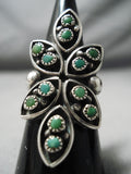 Very Old Green Mine Turquoise Vintage Native American Navajo Sterling Silver Ring Old-Nativo Arts