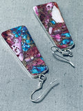 Native American Marvelous Santo Domingo Turquoise Spiny Oyster Sterling Silver Earrings-Nativo Arts
