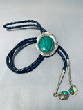 Fabulous Vintage Native American Navajo Green Malachite Sterling Silver Bolo Tie-Nativo Arts