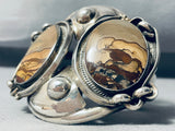Desert Scene Picturesque Jasper Vintage Native American Navajo Sterling Silver Bracelet-Nativo Arts