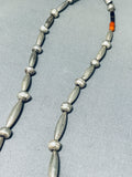 Rare Torpedo Bead Vintage Native American Navajo Crow Springs Turquoise Sterling Silver Necklace-Nativo Arts