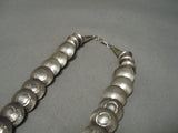 Native American Hand Tooled Graduating Sterling Silver Flat Bead Necklace Old-Nativo Arts