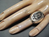 Signed Native American Navajo Sterling Silver 14k Gold Kokopelli Ring-Nativo Arts