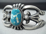 Signed Vintage Native American Navajo Gilbert Turquoise Sterling Silver Bracelet-Nativo Arts