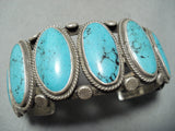 Museum Vintage Native American Navajo Spipderweb Turquoise Sterling Silver Bracelet-Nativo Arts