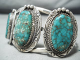 Magnificent Vintage Native American Navajo Spiderweb Turquoise Sterling Silver Bracelet Old-Nativo Arts