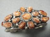 Beautiful Vintage Spiny Oyster Cluster Sterling Silver Bracelet Cuff-Nativo Arts