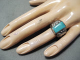Tremendous Native American Navajo Kingman Turquoise Sterling Silver Huge Ring-Nativo Arts