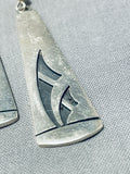 Important Stewart Dacawyma Vintage Native American Hopi Sterling Silver Earrings-Nativo Arts