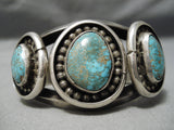 One Of Best Vintage Native American Navajo #8 Turquoise Sterling Silver Bracelet Old-Nativo Arts
