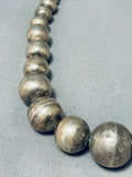 Awesome Vintage Native American Navajo Huge Sterling Silver Pillow Beads Necklace-Nativo Arts