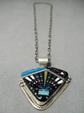 So Intricate!! Vintage Native American Navajo Turquoise Kachina Sterling Silver Necklace-Nativo Arts