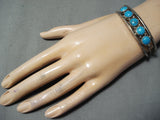 Spectacular Vintage Native American Navajo Kingman Turquoise Sterling Silver Bracelet Old-Nativo Arts