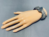 Important Lander Blue Turquoise Vintage Native American Navajo Sterling Silver Bracelet-Nativo Arts