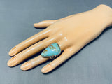 Enormous San Felipe Signed 8 Turquoise Sterling Silver Huge Ring-Nativo Arts