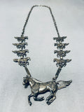 Native American Galloping Horse Vintage Southwest Sterling Silver Necklace-Nativo Arts