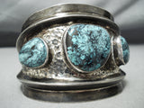 Monster Vintage Native American Navajo Blue Warrior Turquoise Sterling Silver Bracelet Old-Nativo Arts