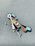Noteworthy Vintage Native American Zuni Turquoise Sterling Silver Roadrunner Pin-Nativo Arts