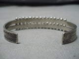 Striking Vintage Navajo Turquoise Row Sterling Silver Native American Bracelet-Nativo Arts