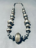 One Of The Biggest Native American Navajo Hand Tooled Sterling Silver Necklace-Nativo Arts