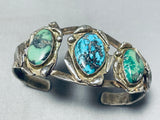 Important Vintage Native American Navajo Turquoise Sterling Silver Bracelet-Nativo Arts