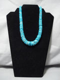Native American Tremendous Vintage Santo Domingo Sterling Silver Turquoise Necklace-Nativo Arts