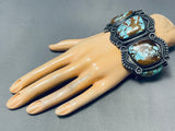 127 Grams Heavy Native American Navajo #8 Turquoise Sterling Silver Bracelet Cuff-Nativo Arts
