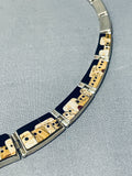 One Of The Most Unique Native American Navajo Pueblo Sterling Silver Inlay Necklace-Nativo Arts