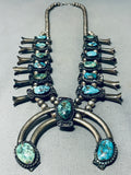 Womens Vintage Native American Navajo Spider Turquoise Sterling Silver Squash Blossom Necklace-Nativo Arts