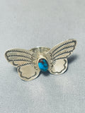 Huge Bisbee Turquoise Native American Navajo Butterfly Sterling Silver Ring-Nativo Arts