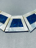 Native American Best Santo Domingo Lapis Inlay Sterling Silver Necklace-Nativo Arts