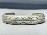 Outstanding Vintage Native American Navajo Sterling Silver Handstamped Bracelet-Nativo Arts