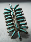Important Vintage Native American Zuni Alive Quam Turquoise Sterling Silver Ring Old-Nativo Arts