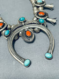 Paul Haley Vintage Native American Navajo Turquoise Sterling Silver Squash Blossom Necklace-Nativo Arts