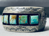 Kokopelli Side Vintage Native American Navajo Green Turquoise Sterling Silver Bracelet-Nativo Arts