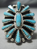 Amazing Vintage Native American Navajo Turquoise Sun Sterling Silver Ring-Nativo Arts