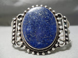 Huge Vintage Native American Navajo Moonlight Lapis Sterling Silver Bracelet Cuff Old-Nativo Arts