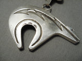 One Of The Best Vintage Native American Navajo Hand Tooled Sterling Silver Bear Necklace-Nativo Arts