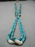Native American Rare Vintage Santo Domingo Spiderweb Turquoise Nugget Necklace Old-Nativo Arts