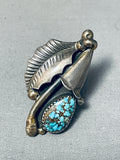 Important Sam Lovato Vintage Santo Domingo Turquoise Sterling Silver Ring-Nativo Arts