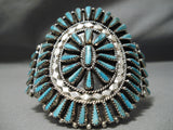 Incredible Vintage Native American Navajo Turquoise Teardrop Sterling Silver Bracelet-Nativo Arts