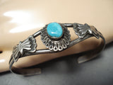 Phenomenal Vintage Native American Navajo Old Kingman Turquoise Sterling Silver Bracelet-Nativo Arts
