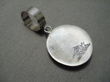 Advanced Technique Hand Tooled Vintage Native American Navajo Sterling Silver Button Pendant-Nativo Arts
